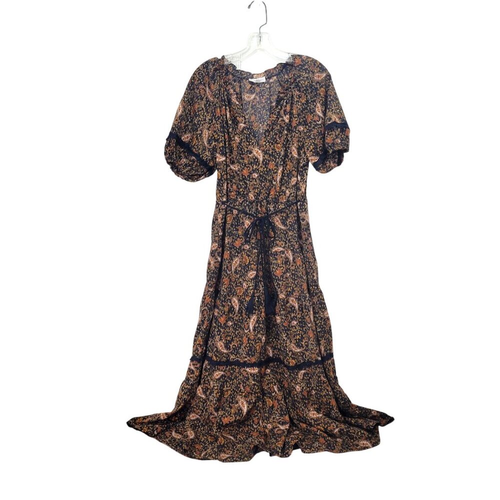 Boho Paisley Maxi Dress in Navy and Rust